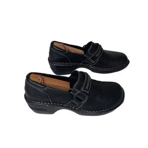 BOC Women's Burnett Buckle Slip On Black Leather Clogs Size 9 M